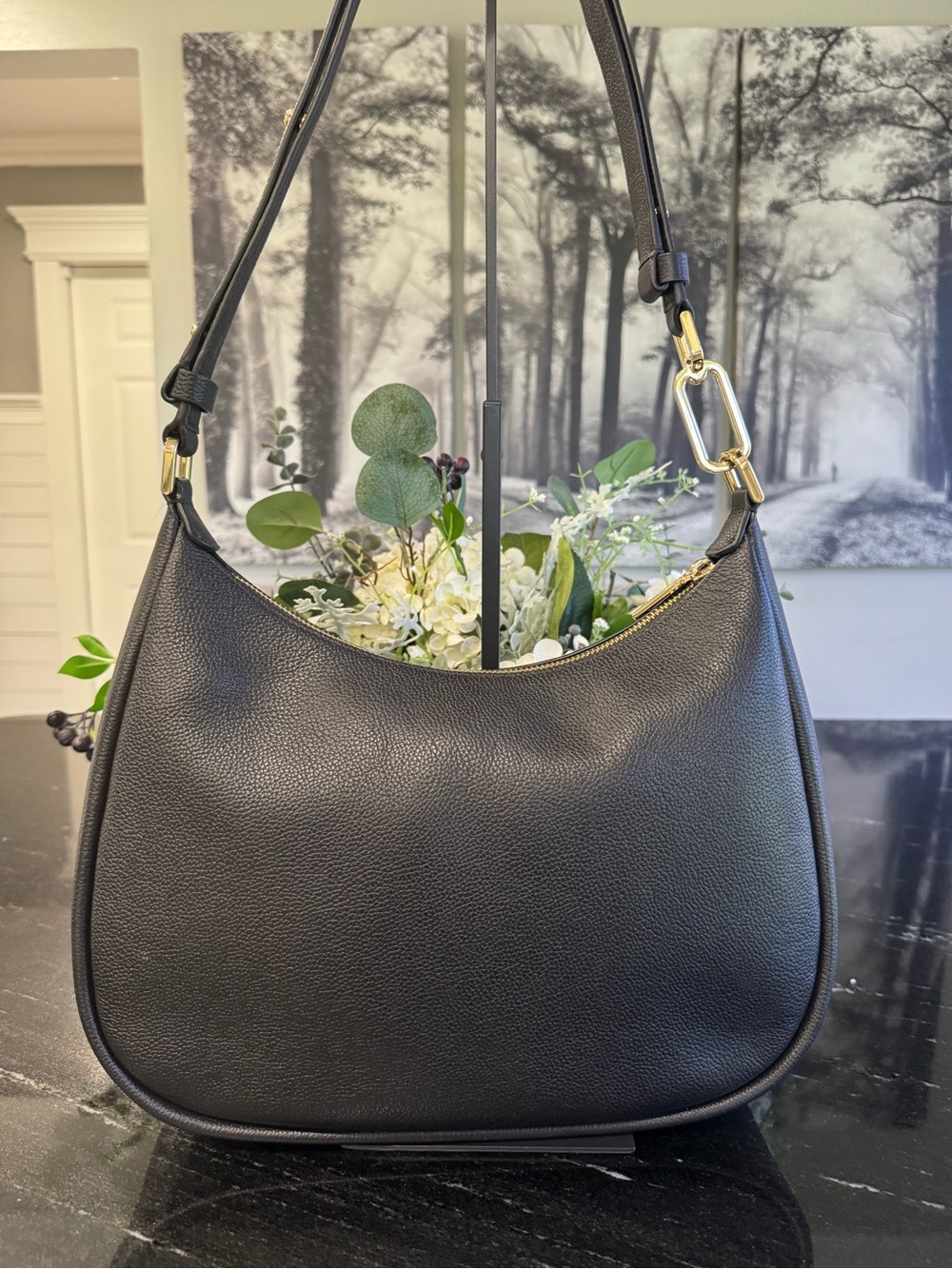 ♠️Kate Spade Kayla Large Pebbled Leather Shoulder Bag Black KK055 - Picture 3 of 11
